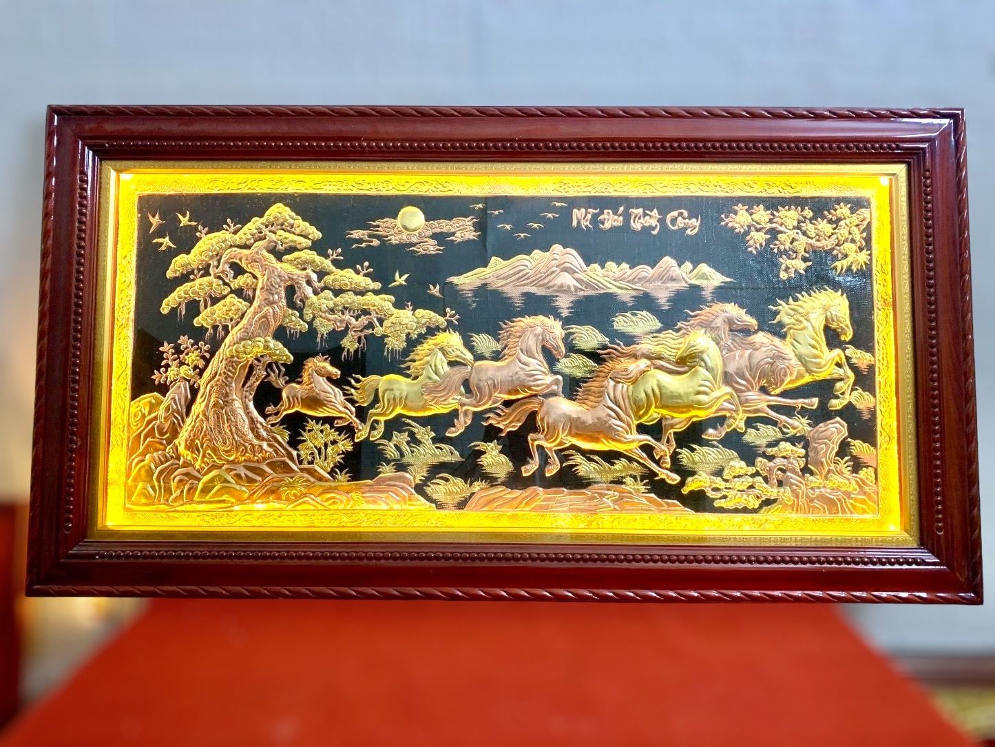 tranh ma dao thanh cong bang dong vang dat vang bac kt 1m7x90cm xuong tranh dong