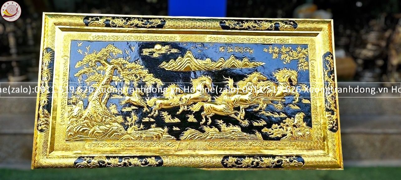 tranh ma dao thanh cong bang dong vang dat vang khung dong kt 1m7x90cm xuong tranh dong