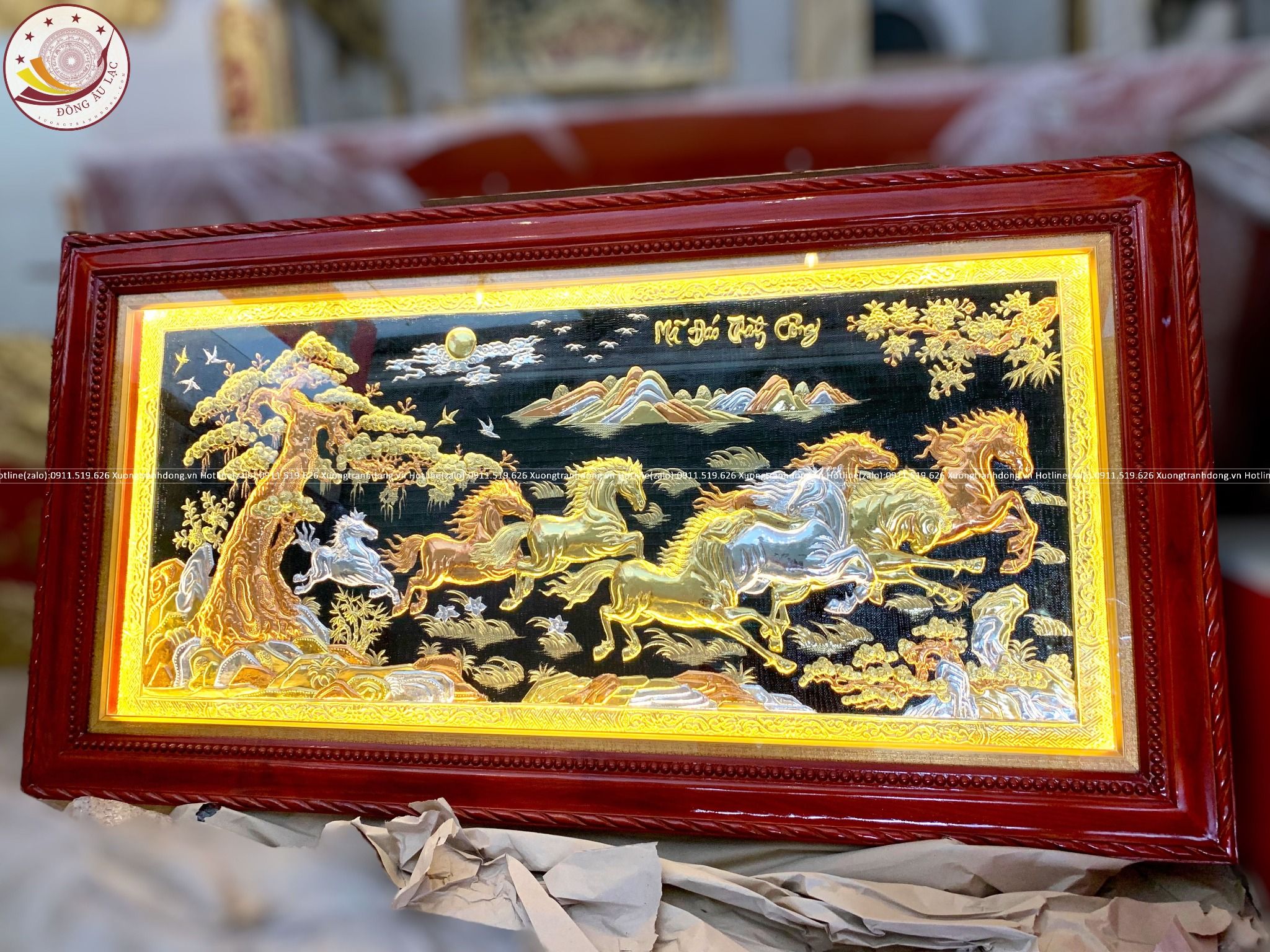 tranh ma dao thanh cong bang dong vang dat vang bac kt 1m7x90cm xuong tranh dong