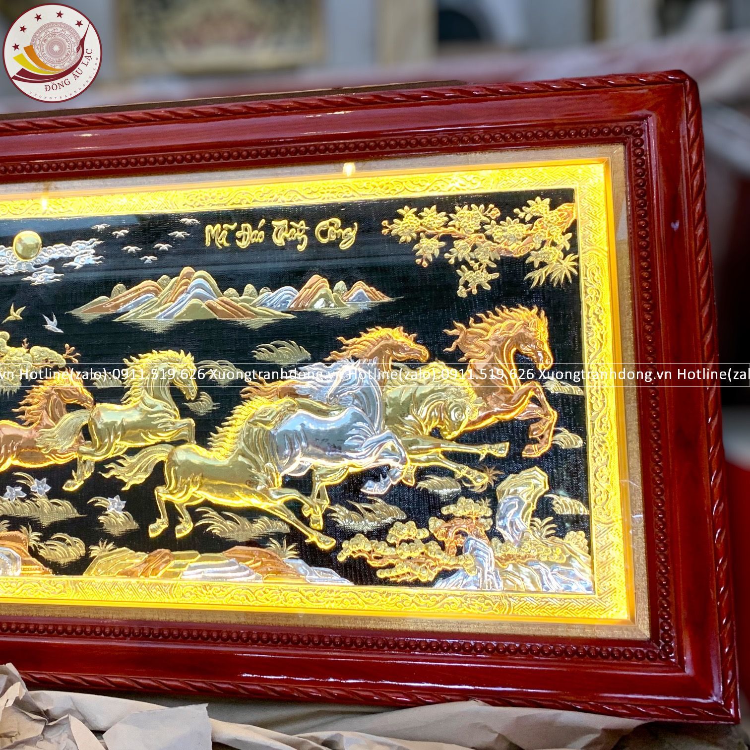tranh ma dao thanh cong bang dong vang dat vang bac kt 1m7x90cm xuong tranh dong