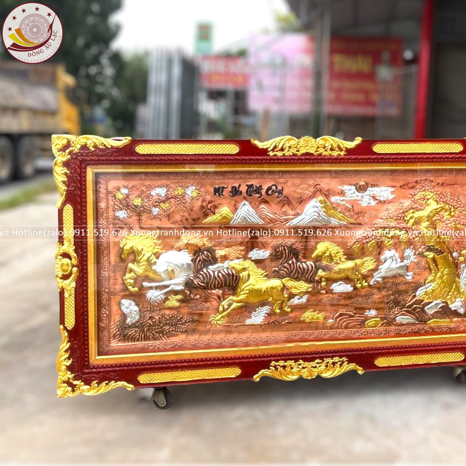 tranh ma dao thanh cong bang dong do dat vang khung duc dat kt 2m3x1m2 xuong tranh dong