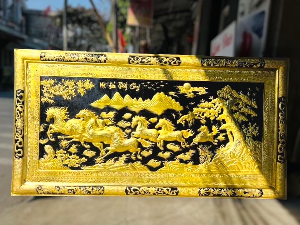 tranh ma dao thanh cong bang dong vang dat vang khung dong kt 2m3x1m2 xuong tranh dong
