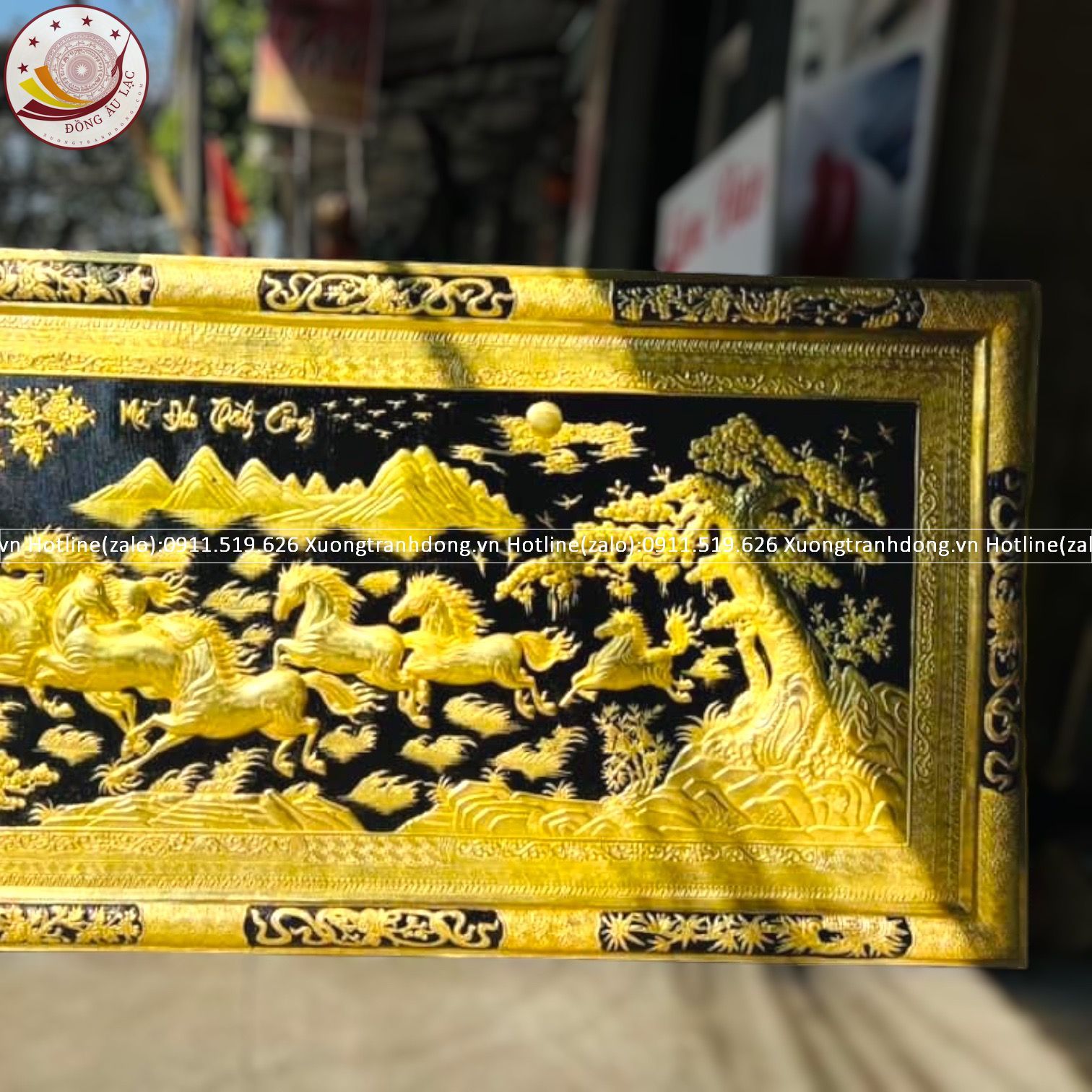 tranh ma dao thanh cong bang dong vang dat vang khung dong kt 2m3x1m2 xuong tranh dong
