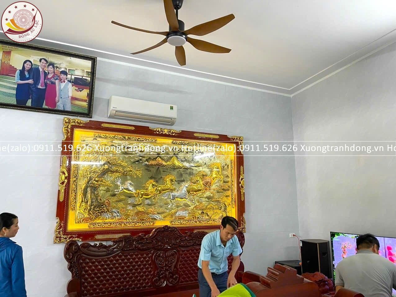 tranh ma dao thanh cong bang dong vang dat vang khung duc dat vang kt 2m55x1m55 xuong tranh dong