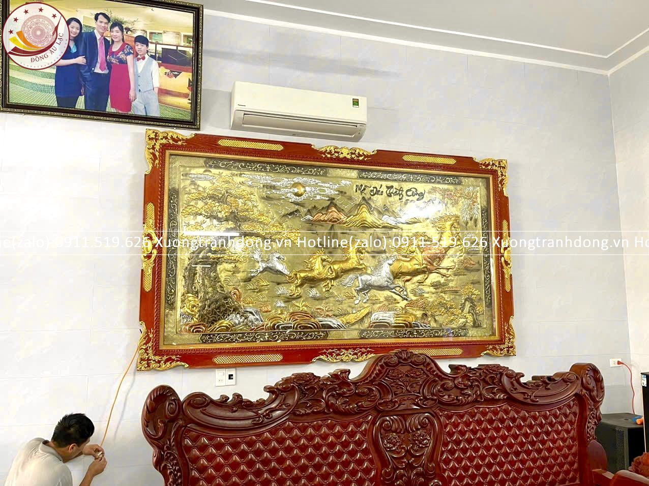 tranh ma dao thanh cong bang dong vang dat vang khung duc dat vang kt 2m55x1m55 xuong tranh dong