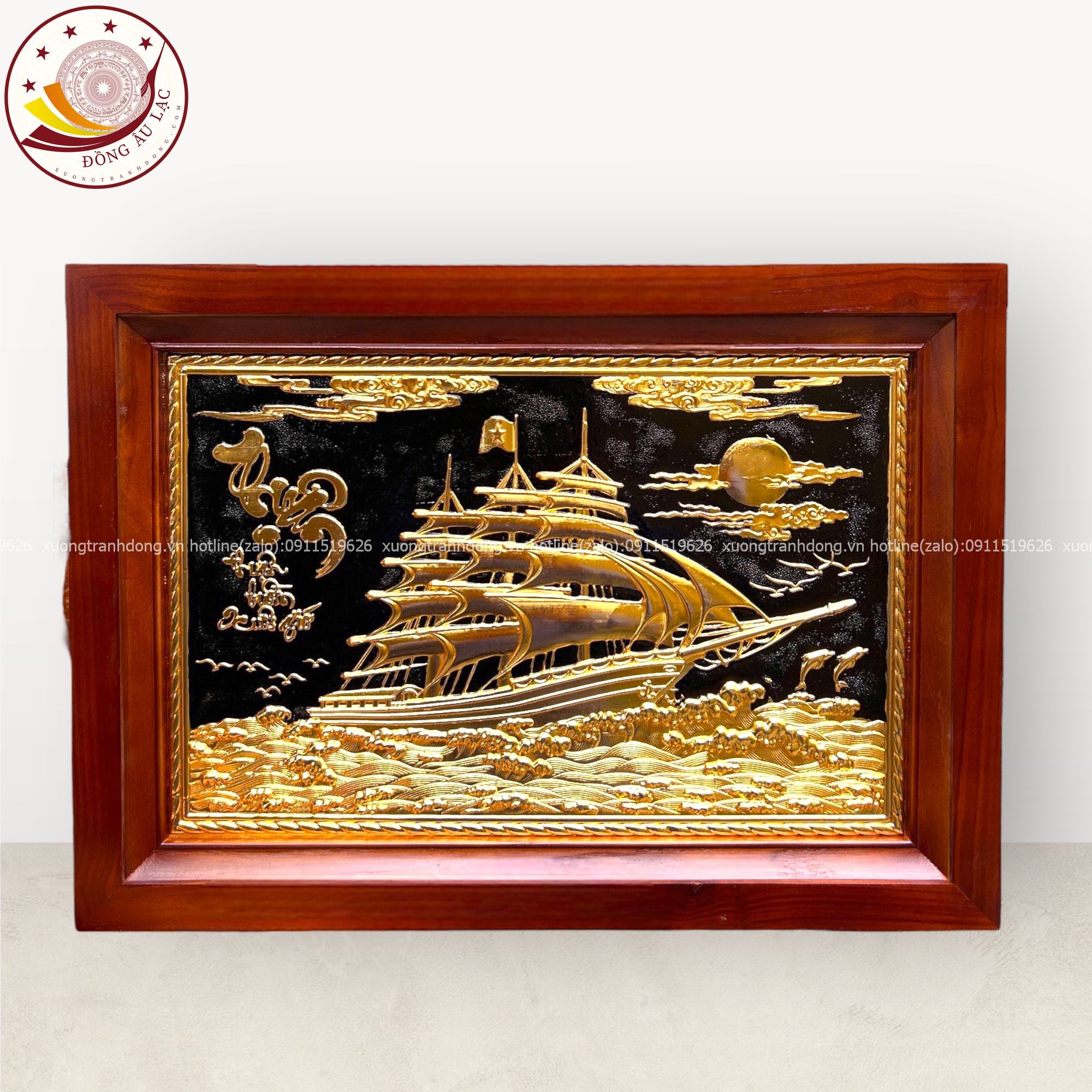 tranh qua tang thuan buom xuoi gio dong vang dat vang kich thuoc 38x54cm mau 4 xuong tranh dong