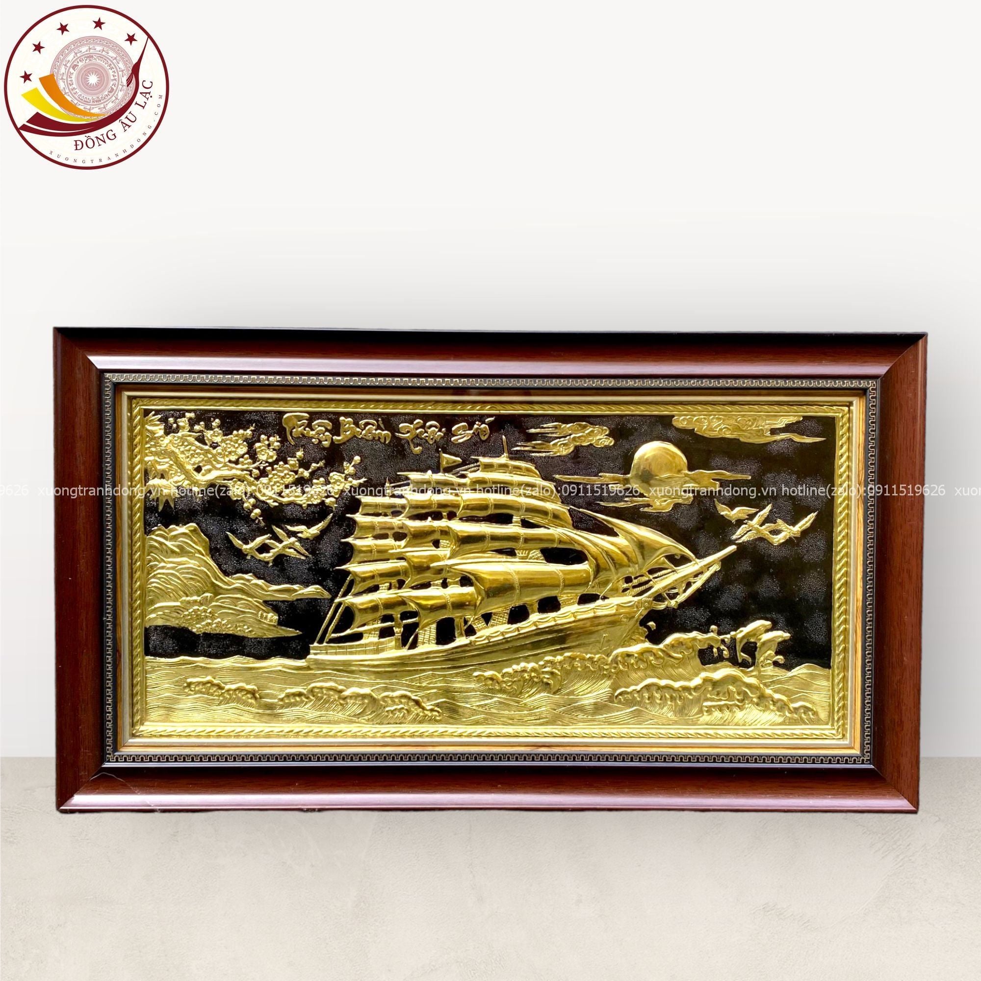 tranh qua tang thuan buom xuoi gio dong vang kich thuoc 38x68cm mau 2 xuong tranh dong