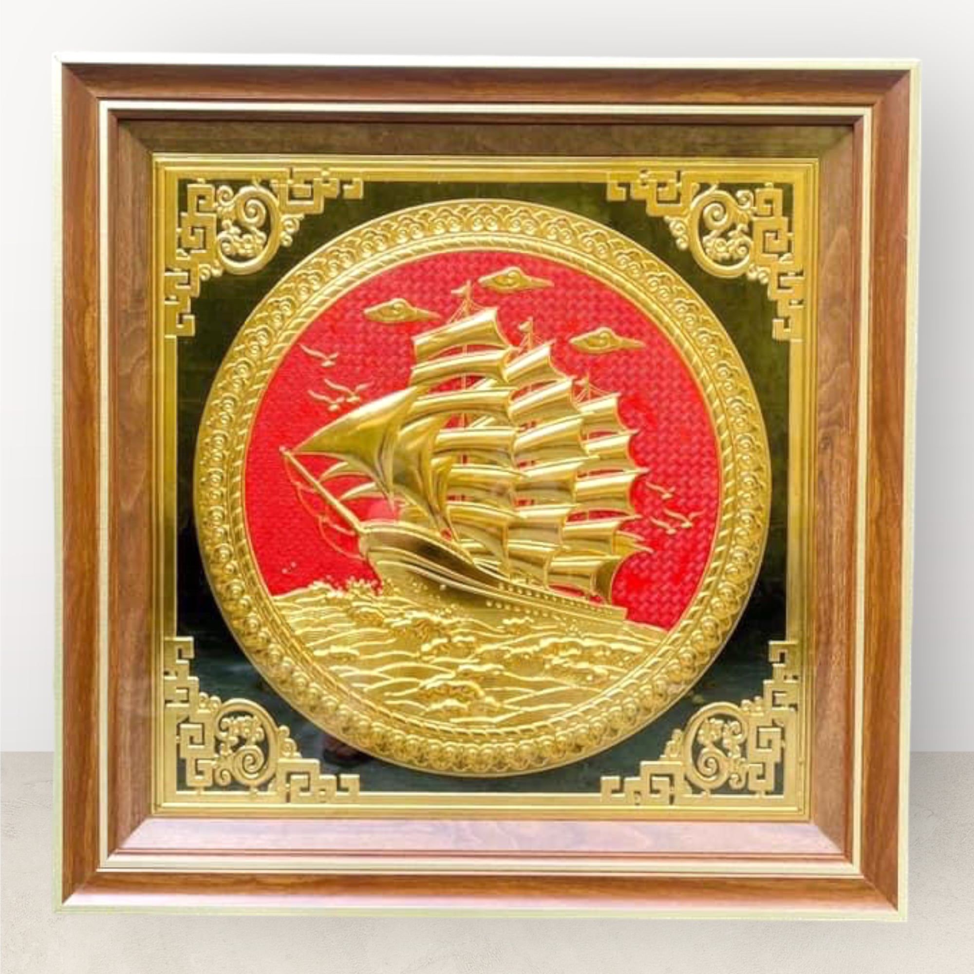 tranh qua tang thuan buom xuoi gio dong vang kich thuoc 68x68cm mau 2 xuong tranh dong