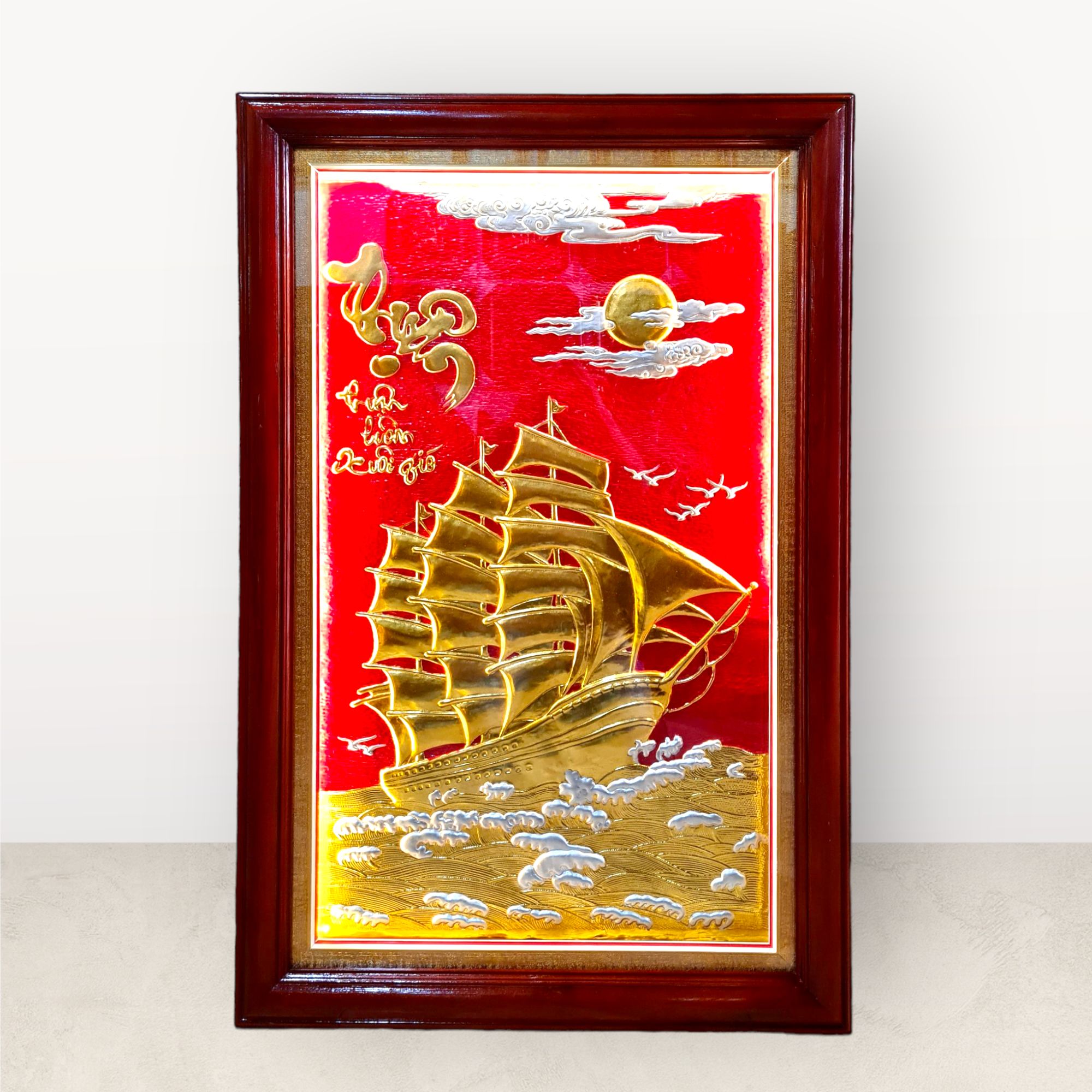 tranh qua tang thuan buom xuoi gio dong vang dat vang kich thuoc 72x112cm mau 2 xuong tranh dong