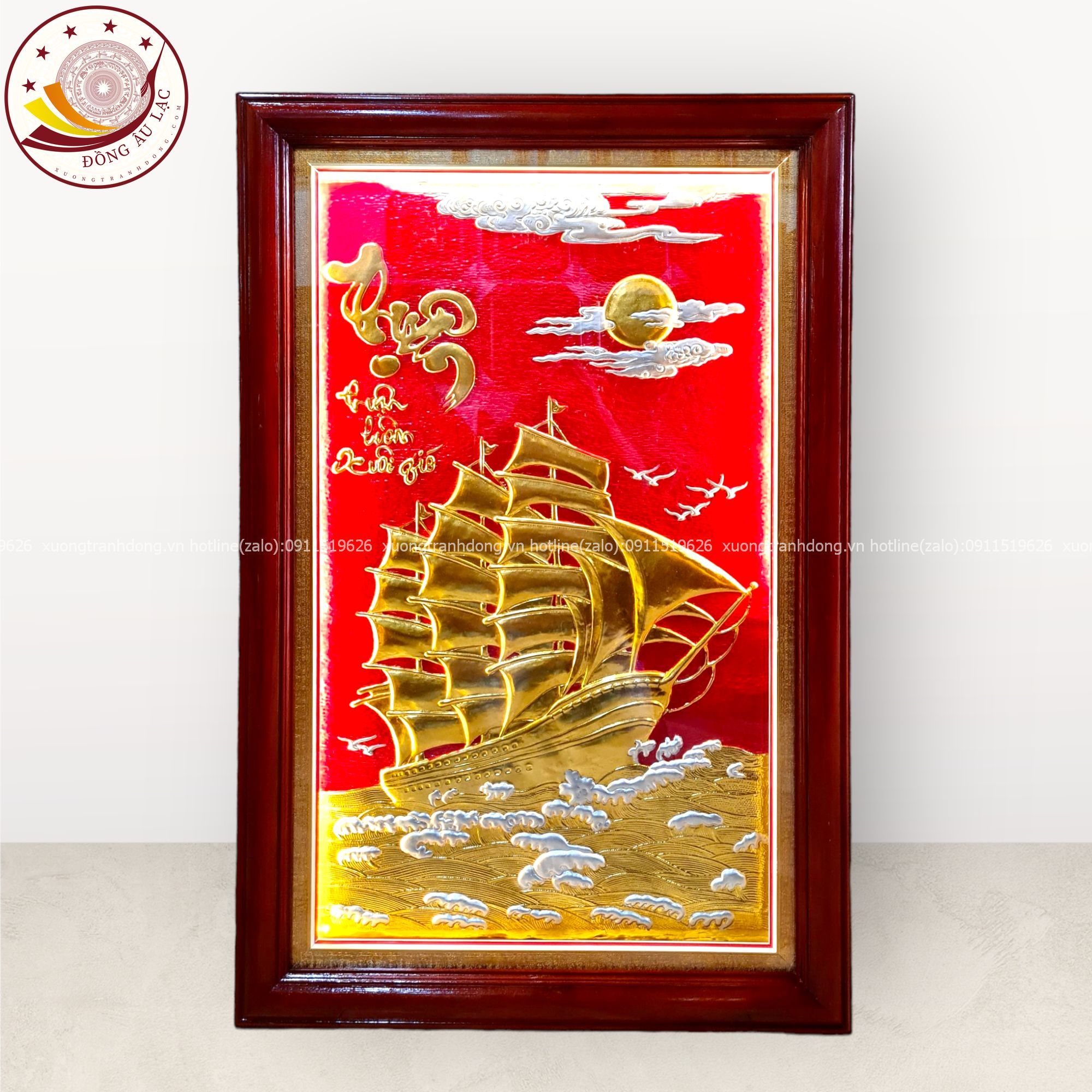 tranh qua tang thuan buom xuoi gio dong vang dat vang kich thuoc 72x112cm mau 2 xuong tranh dong