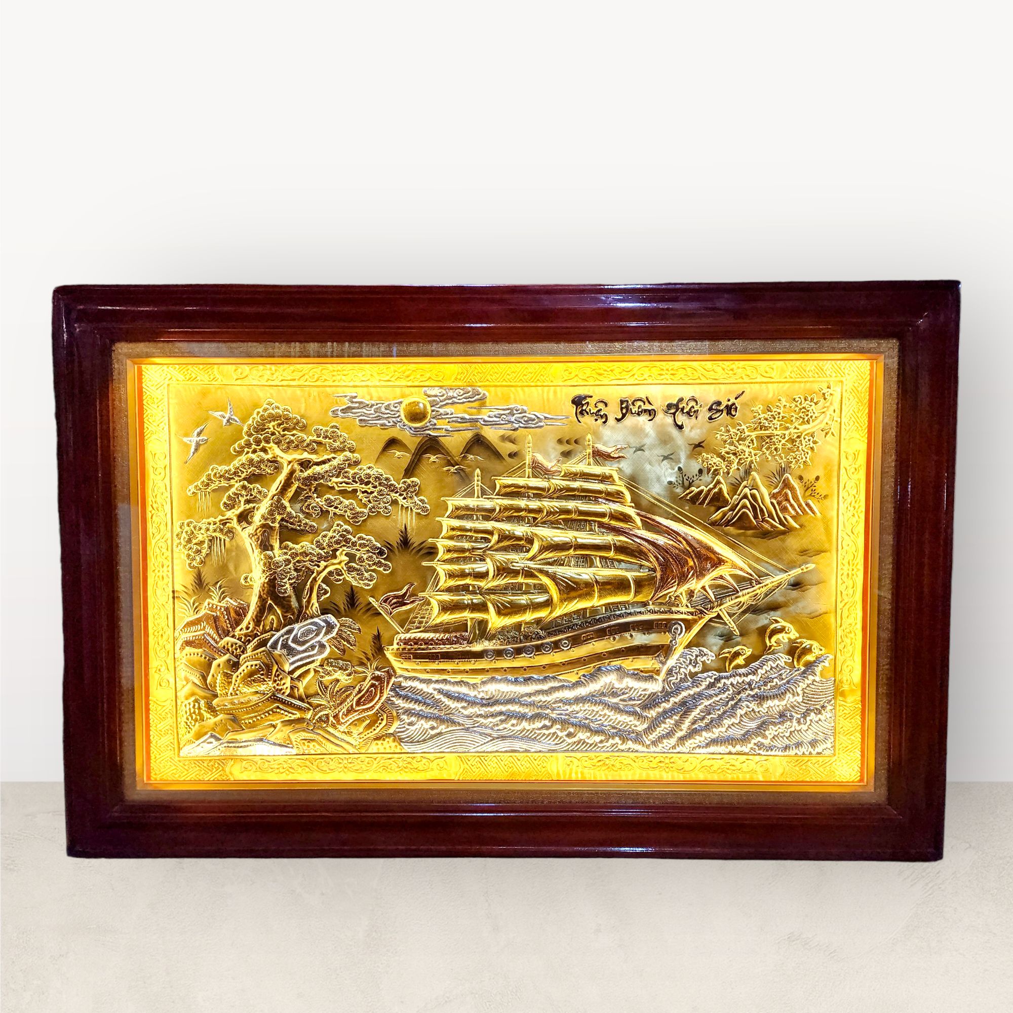 tranh qua tang thuan buom xuoi gio dong vang nen xuoc dat kich thuoc 72x112cm mau 1 xuong tranh dong