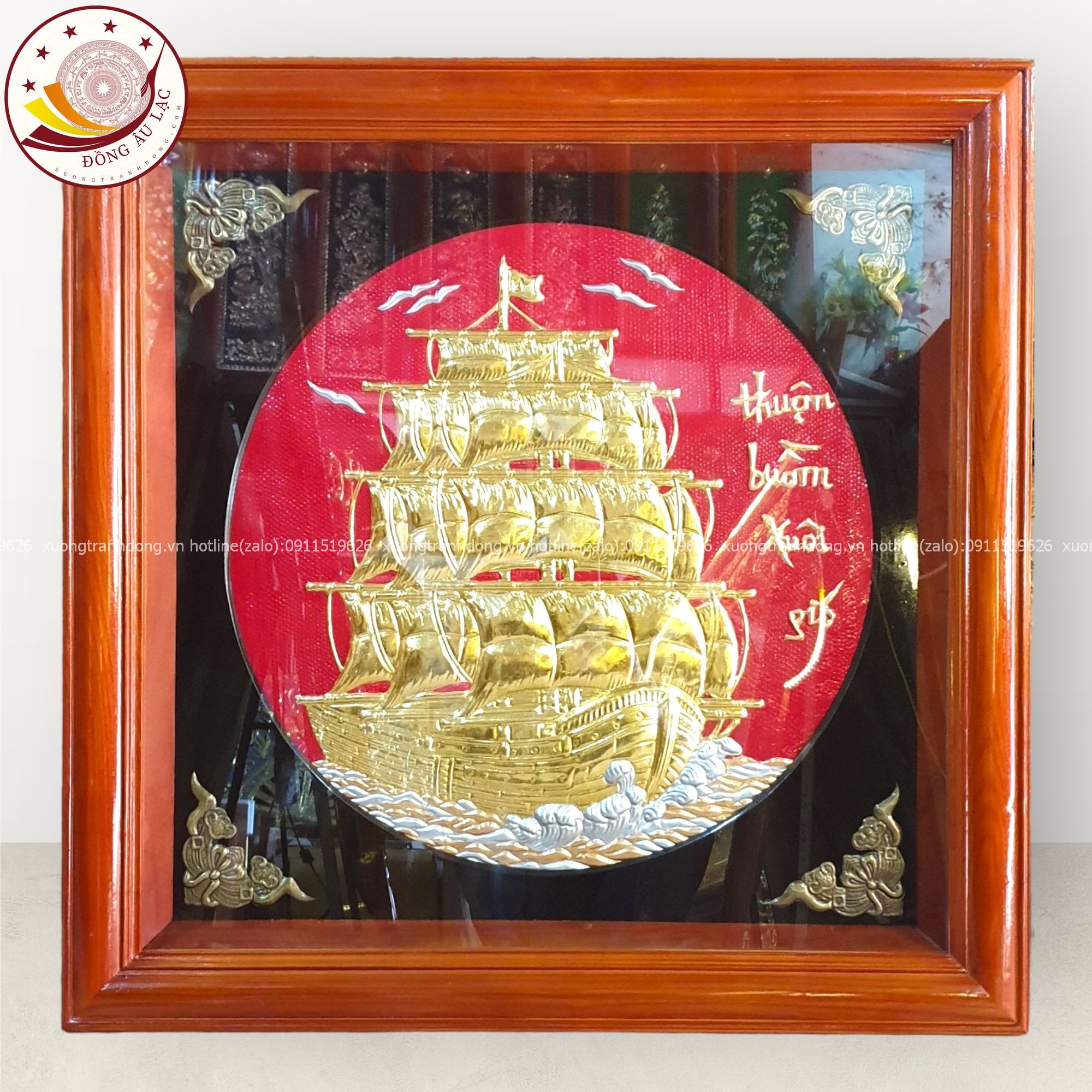 tranh qua tang thuan buom xuoi gio dong vang dat vang kich thuoc 80x80cm mau 1 xuong tranh dong