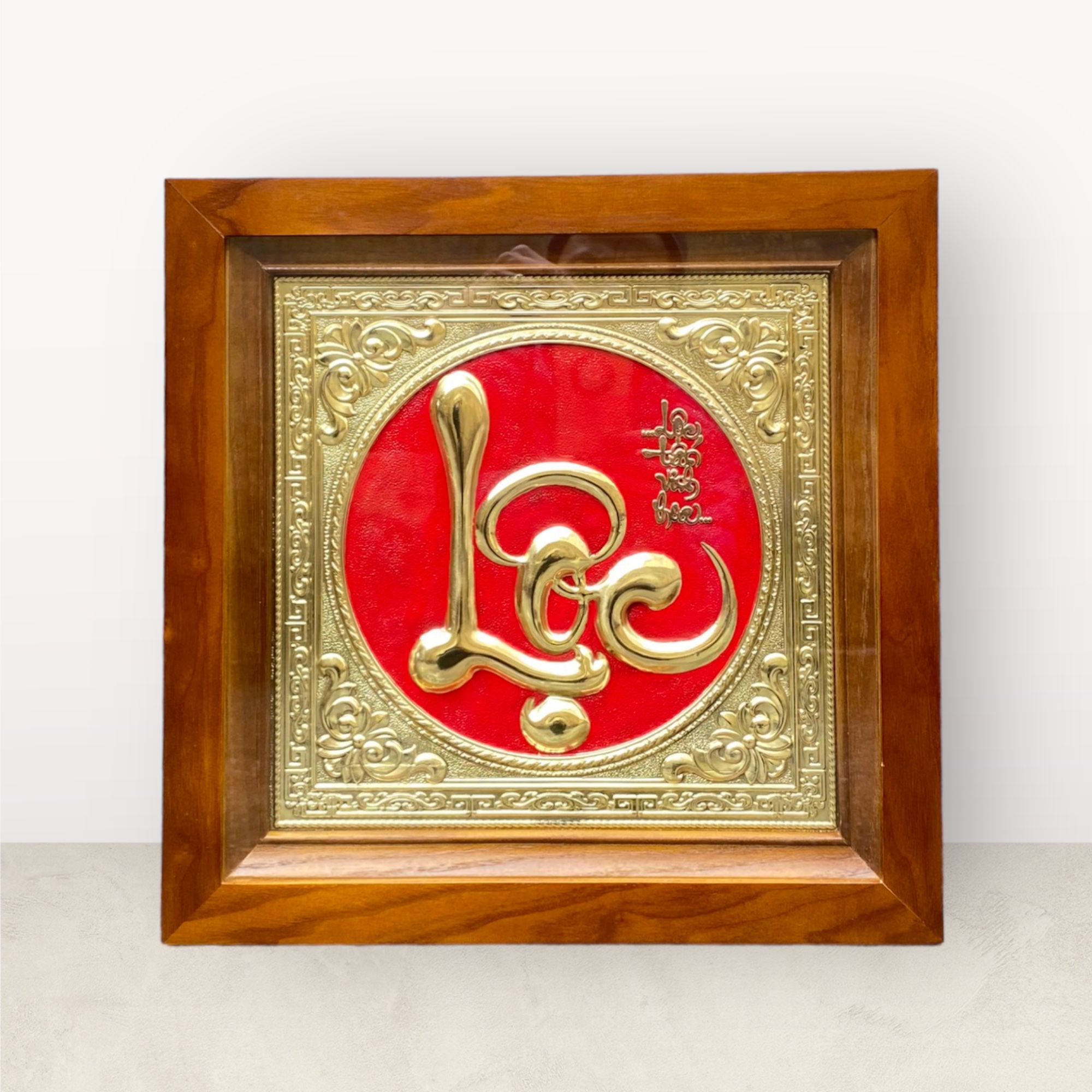 tranh qua tang chu loc bang dong vang kich thuoc 38x38cm mau 1 xuong tranh dong