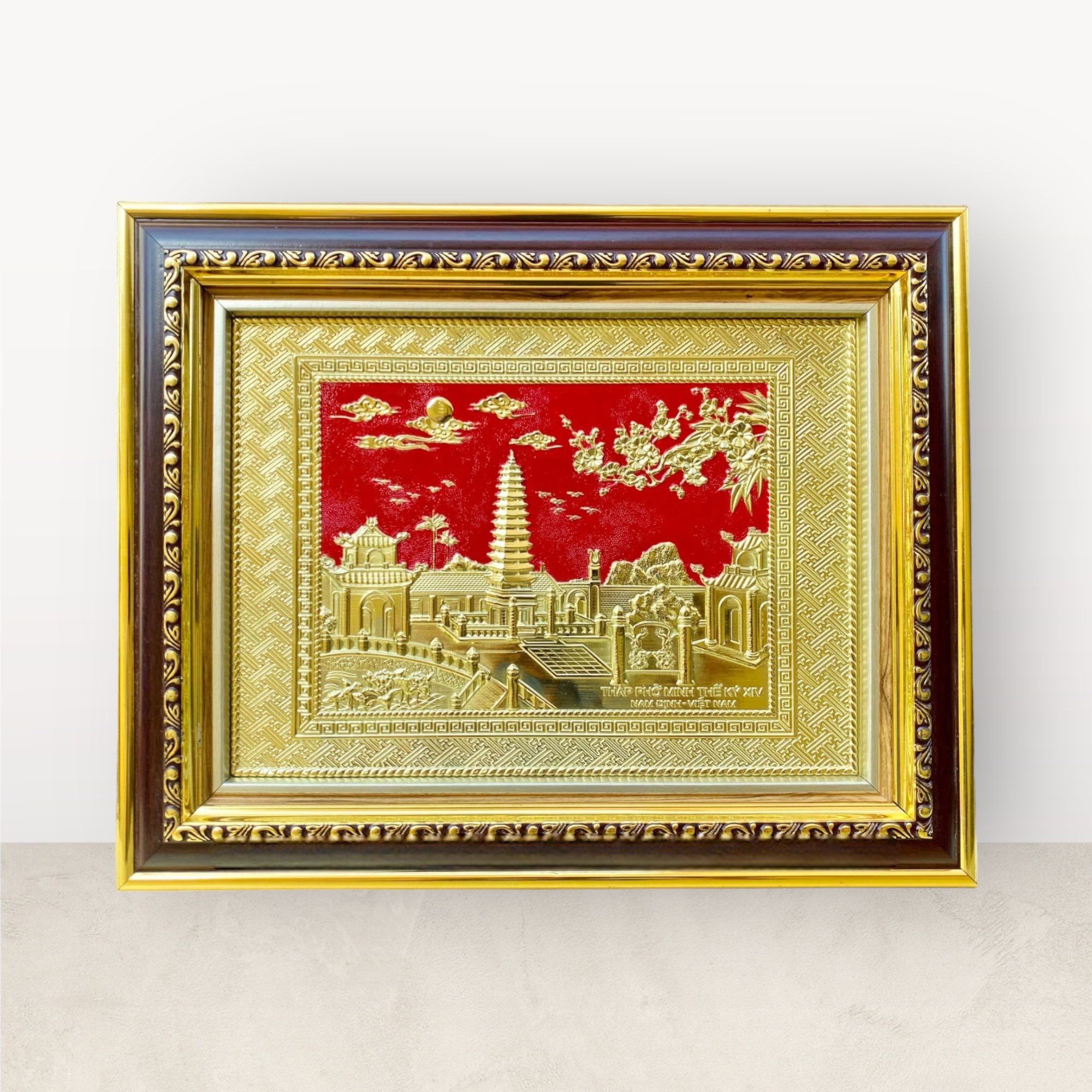 tranh qua tang danh lam thap pho minh the ki xiv bang dong vang kich thuoc 28x34cm mau 1 xuong tranh dong