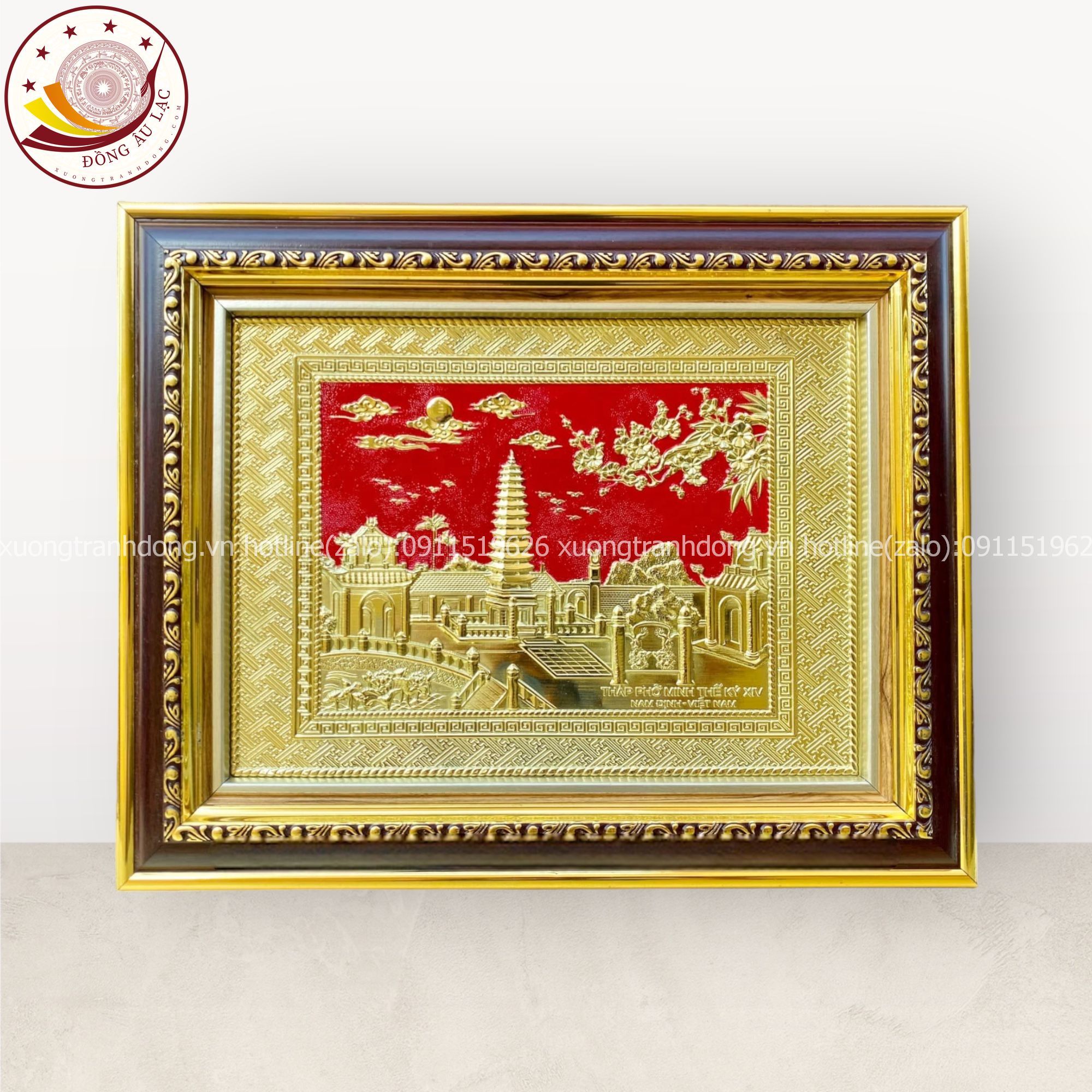 tranh qua tang danh lam thap pho minh the ki xiv bang dong vang kich thuoc 28x34cm mau 1 xuong tranh dong