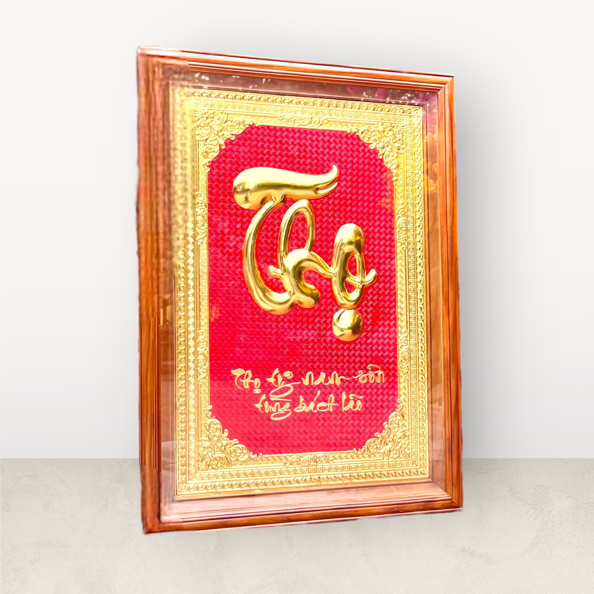 tranh qua tang chu tho bang dong vang ma vang 24k kich thuoc 48x68cm mau 4 xuong tranh dong