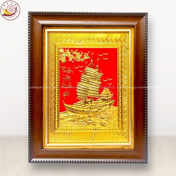 tranh qua tang thuan buom xuoi gio dong vang dat vang kich thuoc 28x34cm mau 3 xuong tranh dong