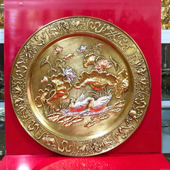 tranh mam sen hac dong vang dat vang bac dk 52cm xuong tranh dong