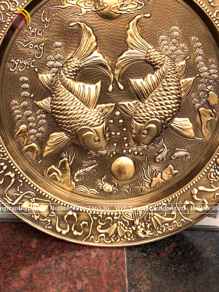 tranh mam ly ngu vong nguyet bang dong vang duong kinh 52cm gia co
