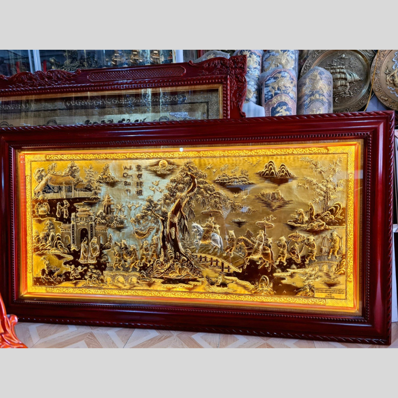 tranh dong vinh quy bai to dong vang xuoc kich thuoc 170 90 khung tron