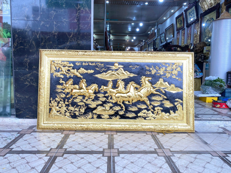 tranh ma dao thanh cong bang dong dat vang khung dong kich thuoc 1m55x80cm xuong tranh dong