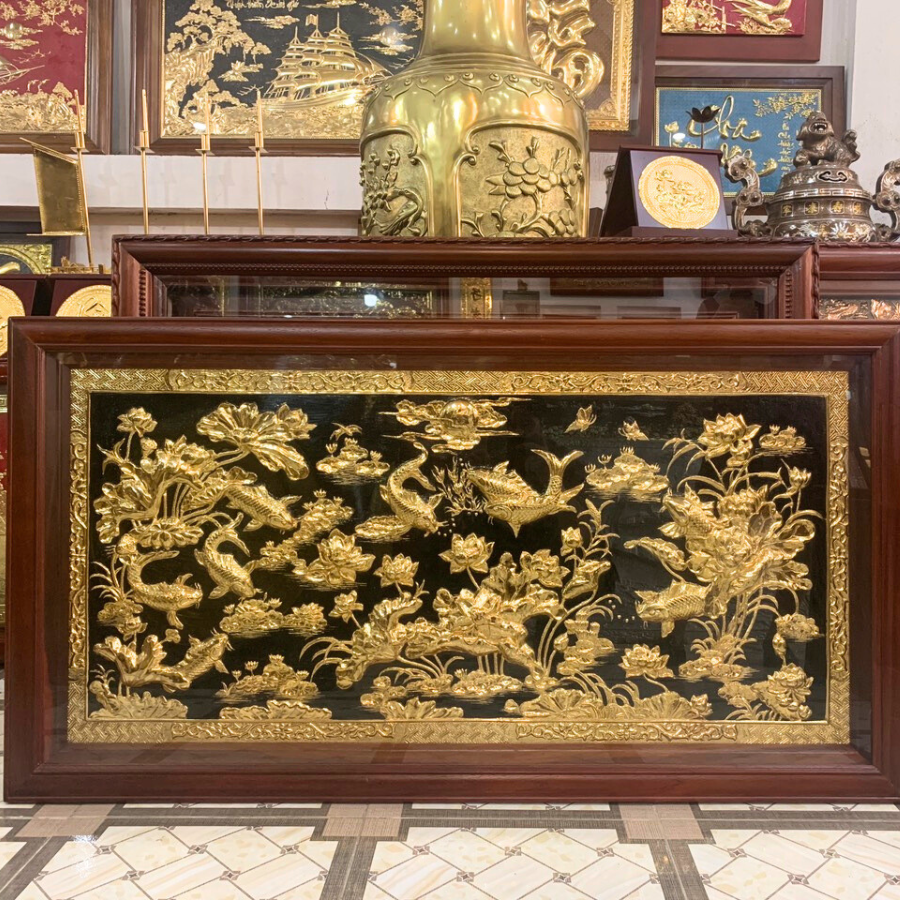 tranh cuu ngu quan hoi bang dong vang nen den thuc tay thu cong kich thuoc 1m27x60cm