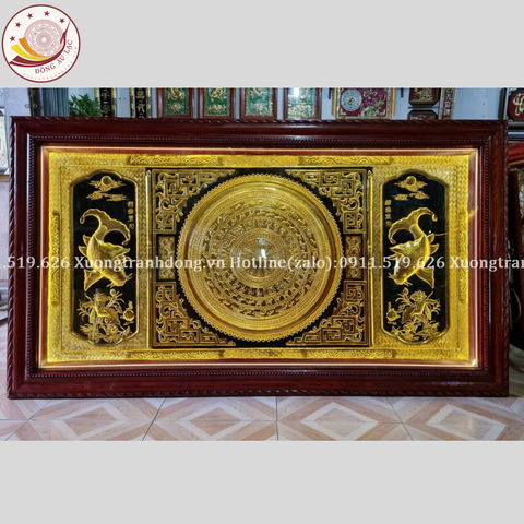 tranh trong dong dong vang dat vang ca chep kich thuoc 1m76x1m07 xuong tranh dong