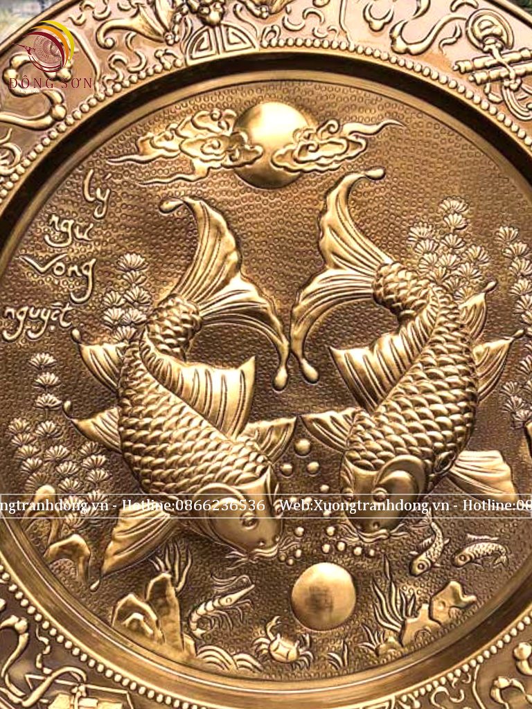 tranh mam ly ngu vong nguyet bang dong vang duong kinh 52cm gia co