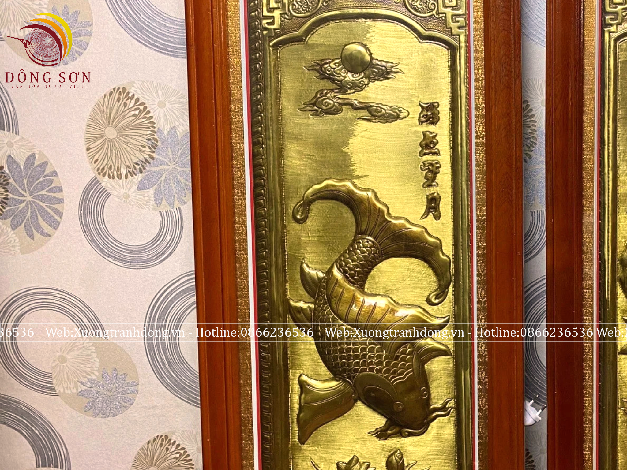 tranh ly ngu vong nguyet bang dong vang kich thuoc 1mx40cm nen xuoc mau gia co