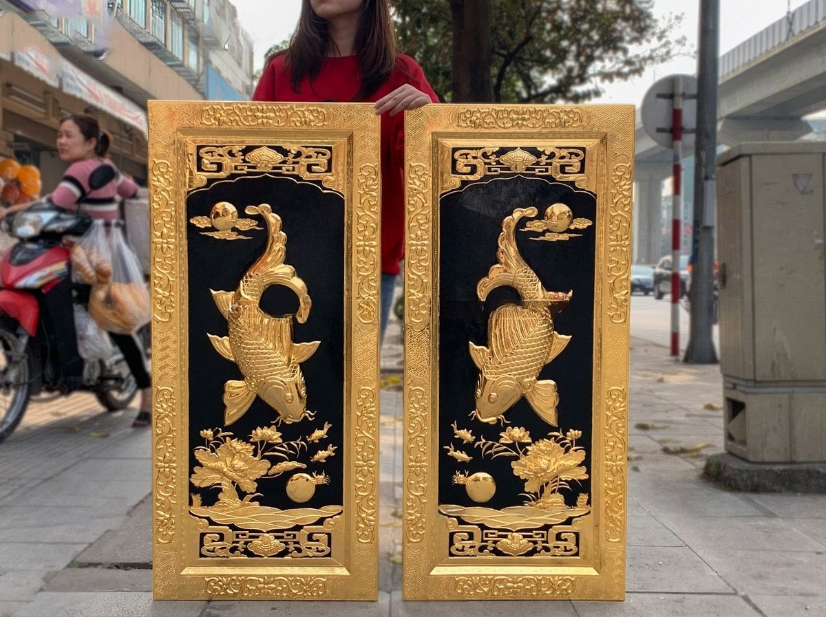 tranh ly ngu vong nguyet bang dong vang kich thuoc 50x110cm dat vang khung dong