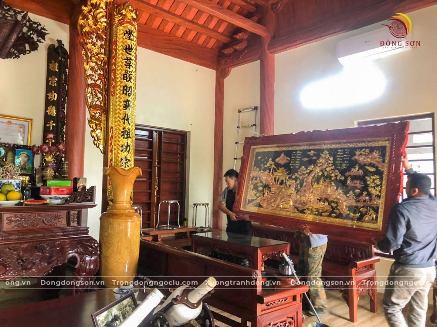 tranh dong que bang dong do dat vang kich thuoc 2m3x1m2