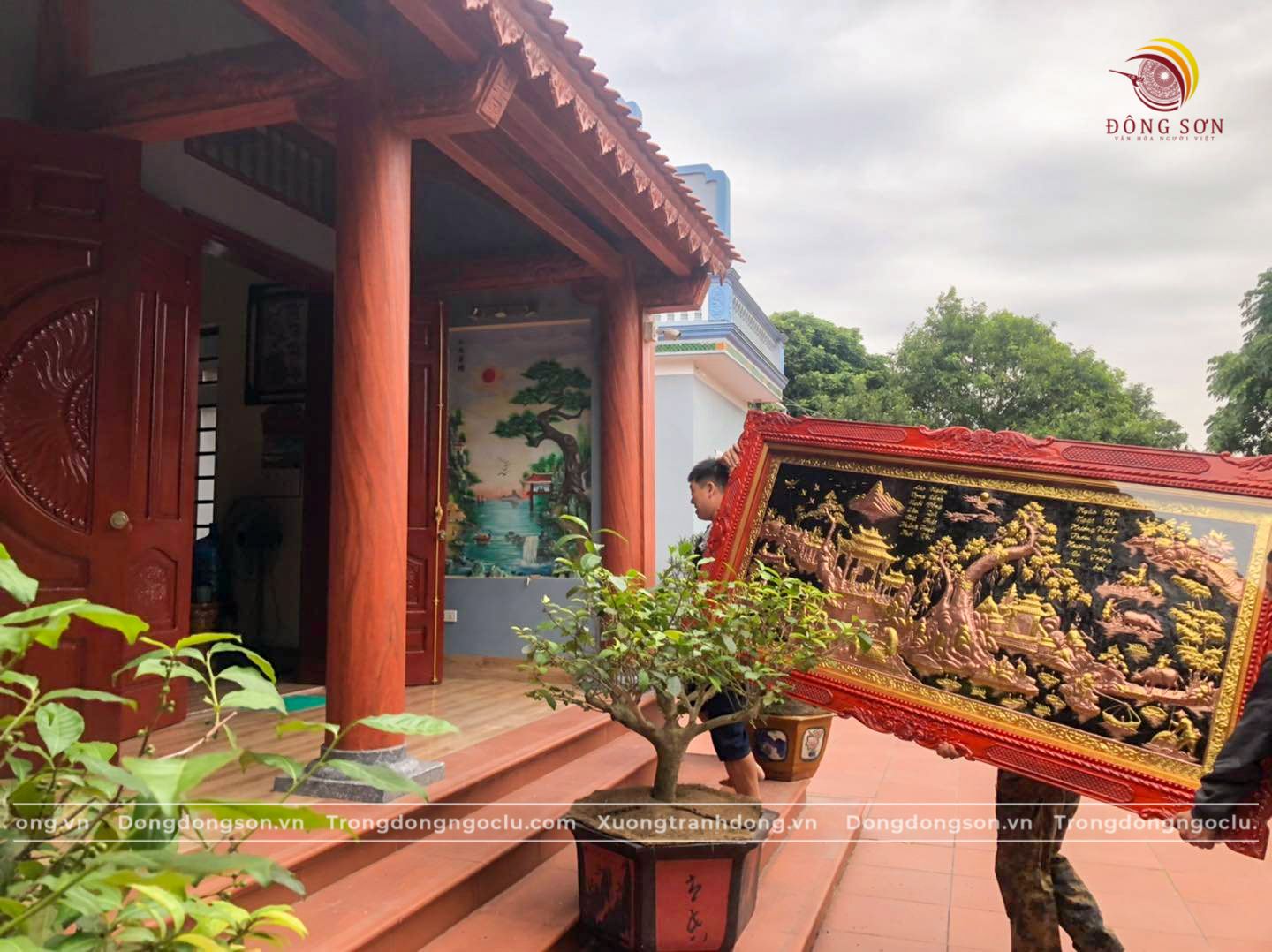 tranh dong que bang dong do dat vang kich thuoc 2m3x1m2