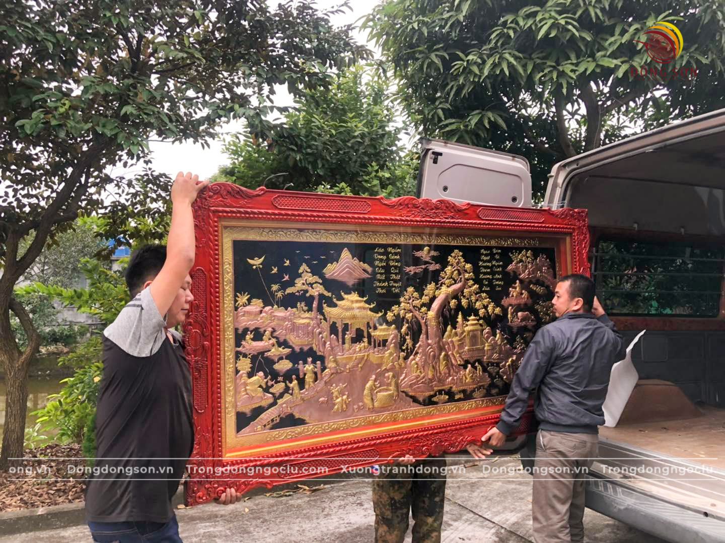 tranh dong que bang dong do dat vang kich thuoc 2m3x1m2