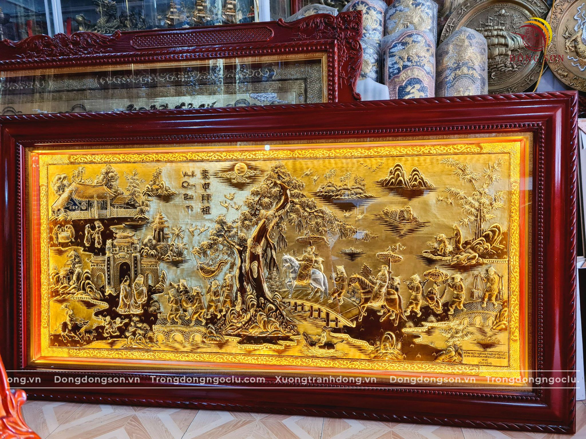 tranh vinh quy bai to bang dong vang xuoc gia co kich thuoc 1m7x90cm