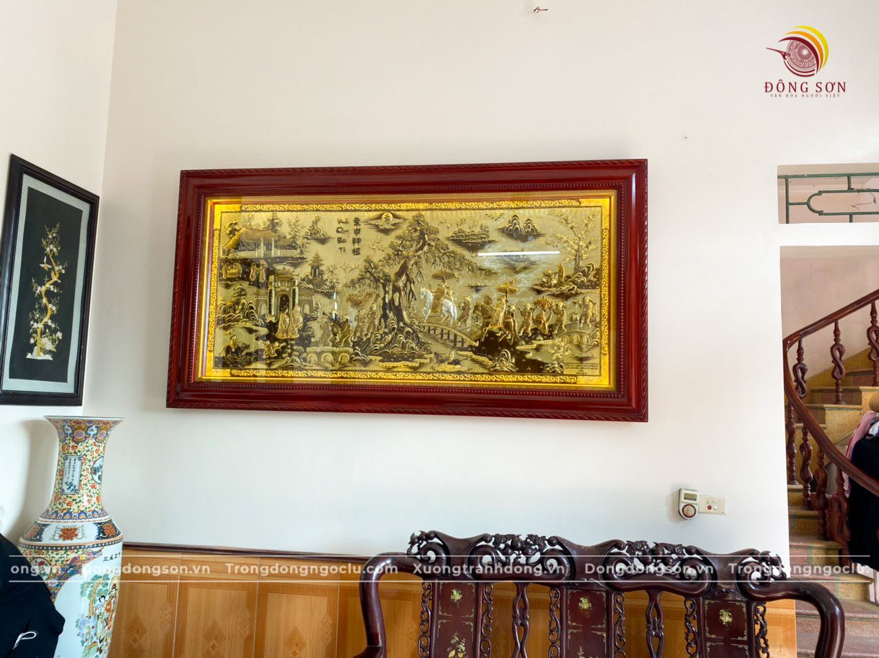 tranh vinh quy bai to bang dong vang xuoc gia co kich thuoc 1m7x90cm