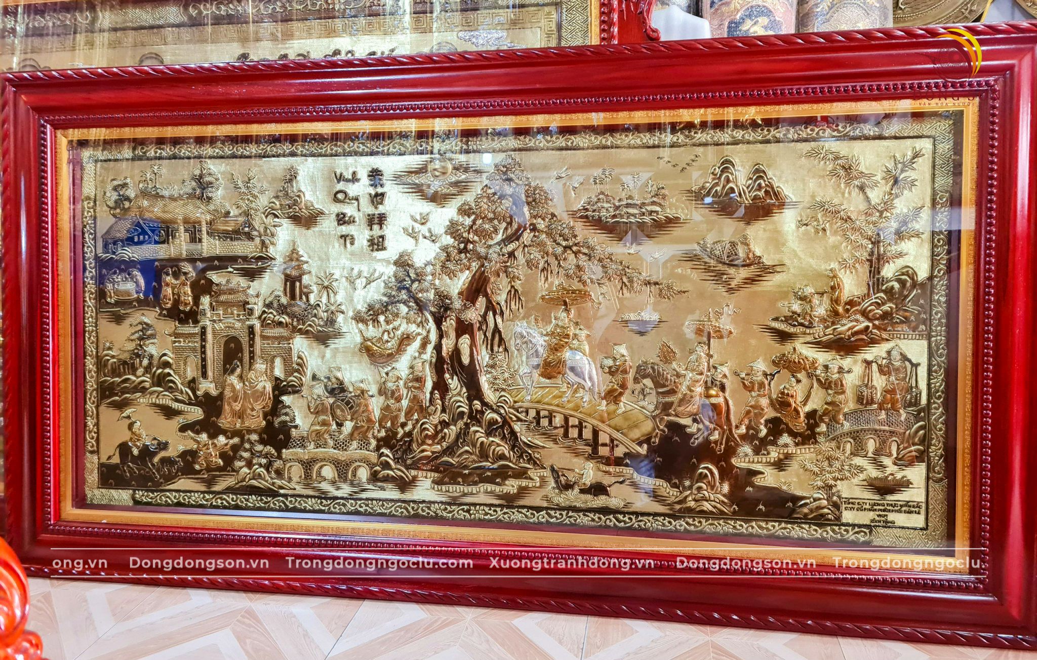tranh vinh quy bai to bang dong vang xuoc gia co kich thuoc 1m7x90cm