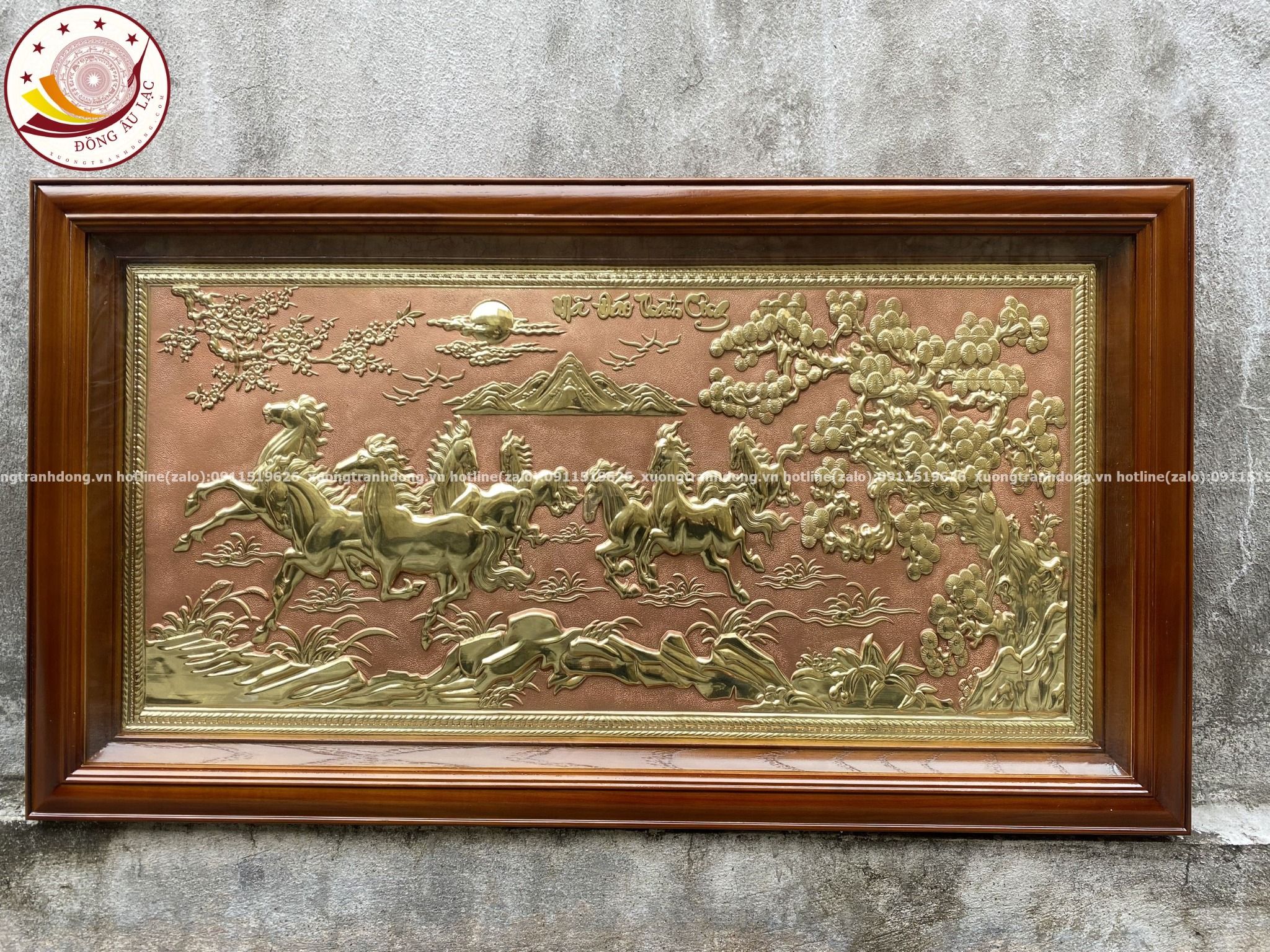 tranh qua tang ma dao thanh cong dong vang nen hong kich thuoc 50x90cm xuong tranh dong