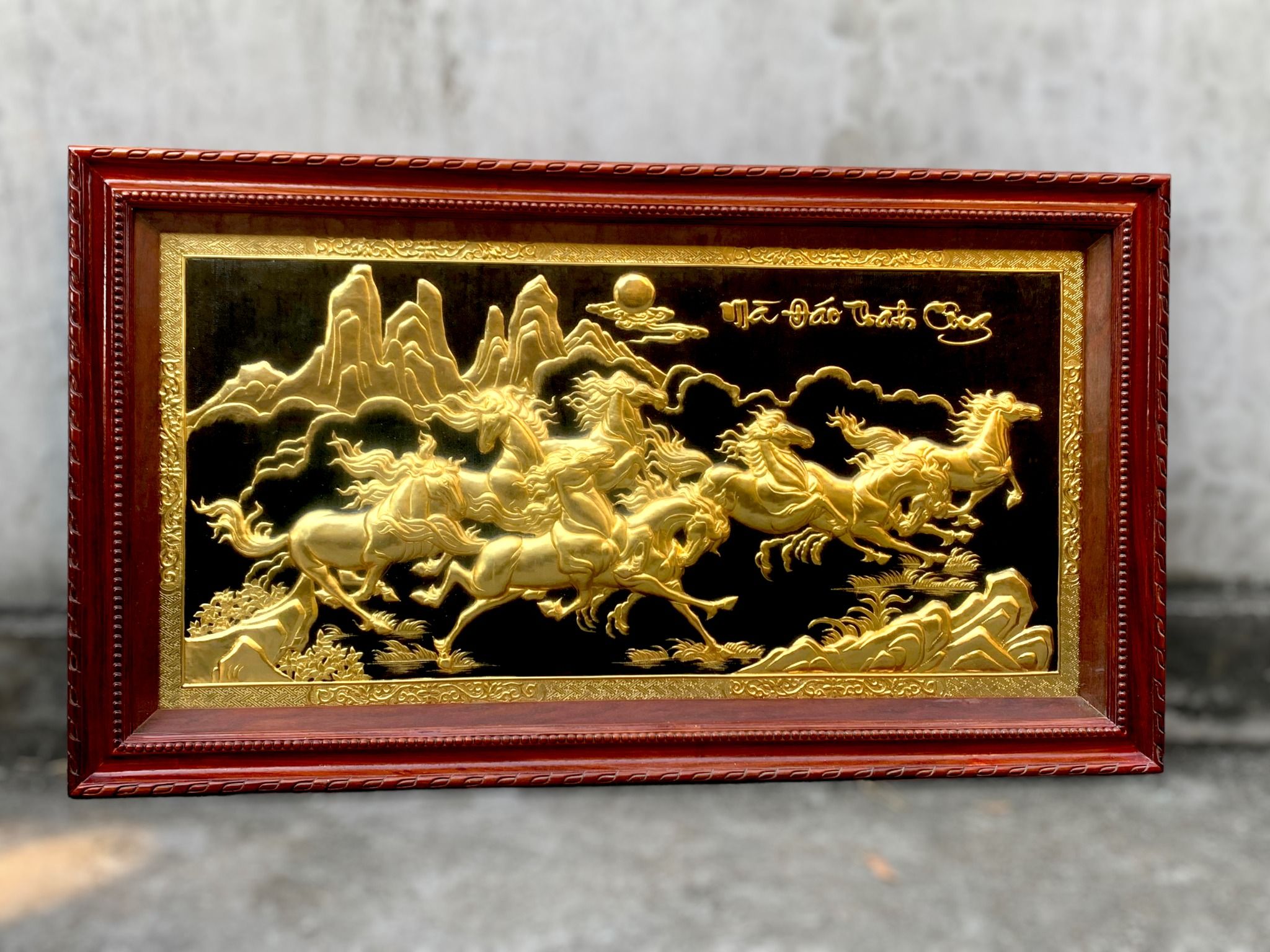 tranh ma dao thanh cong bang dong vang ma vang 24k khung go huong kich thuoc 1m55x88cm xuong tranh dong