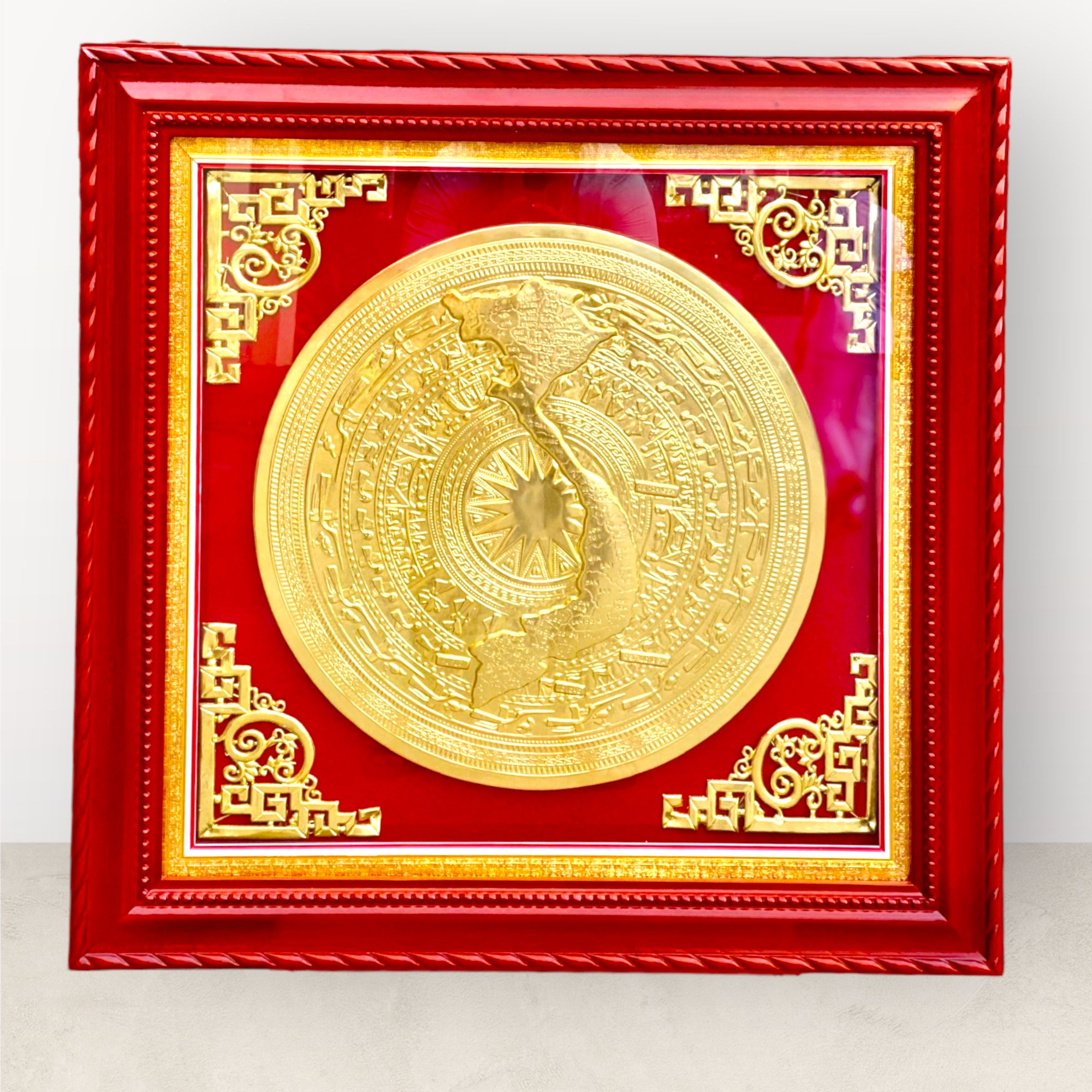 tranh qua tang tranh trong bang dong vang go dat kich thuoc 90x90cm mat trong duong kinh 60cm xuong tranh dong