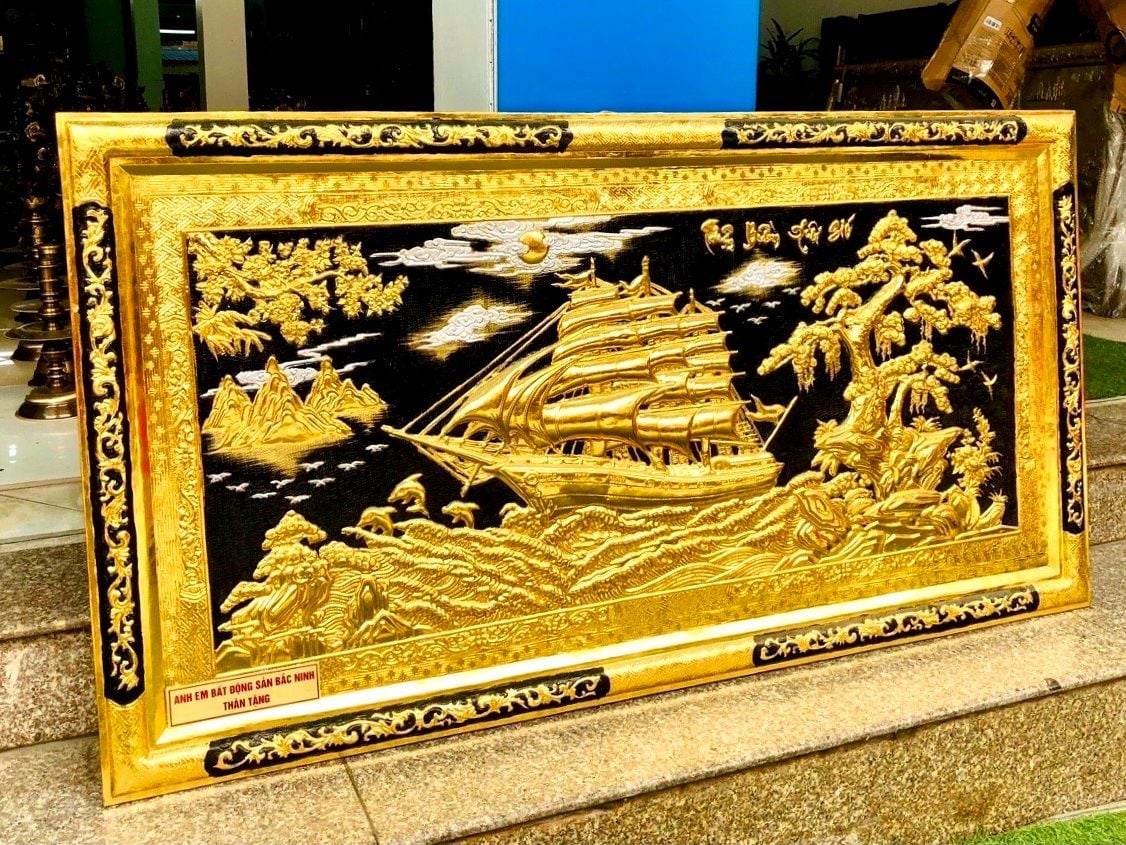 tranh thuan buom xuoi gio bang dong khung dong dat vang kt 1m97x1m07