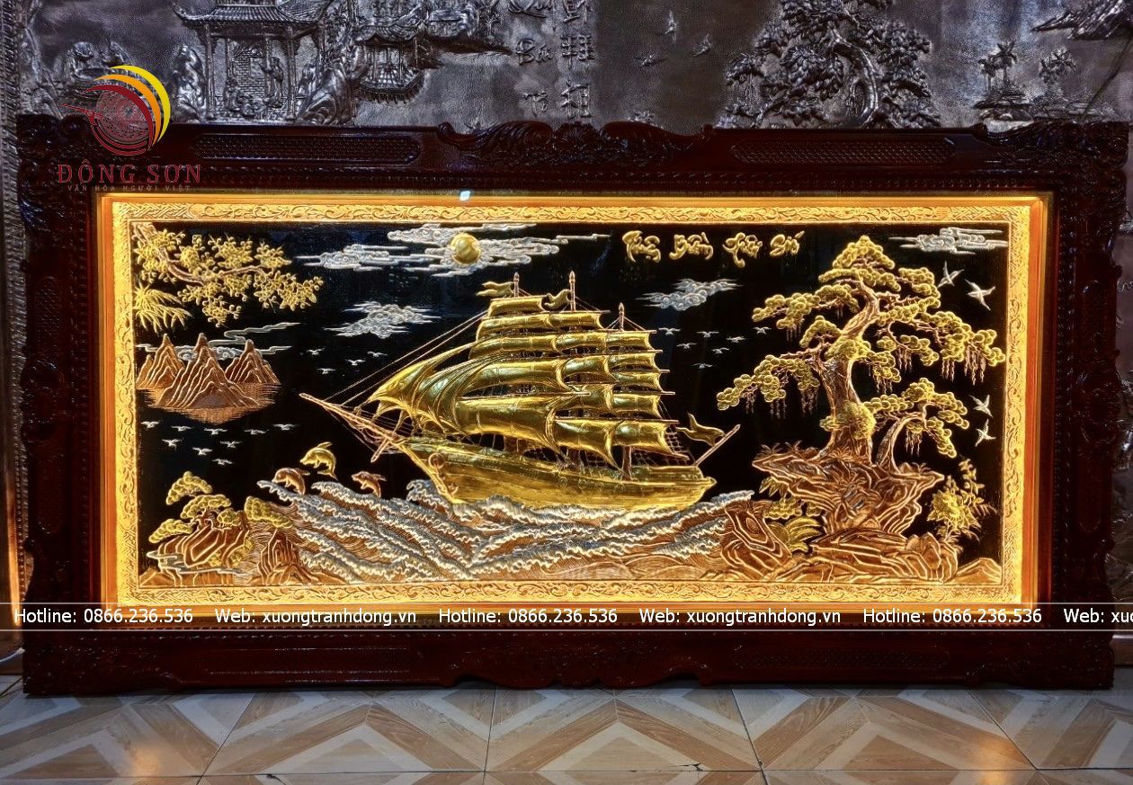 tranh thuan buom xuoi gio bang dong do dat vang nen den khung duc kt 2m3x1m2