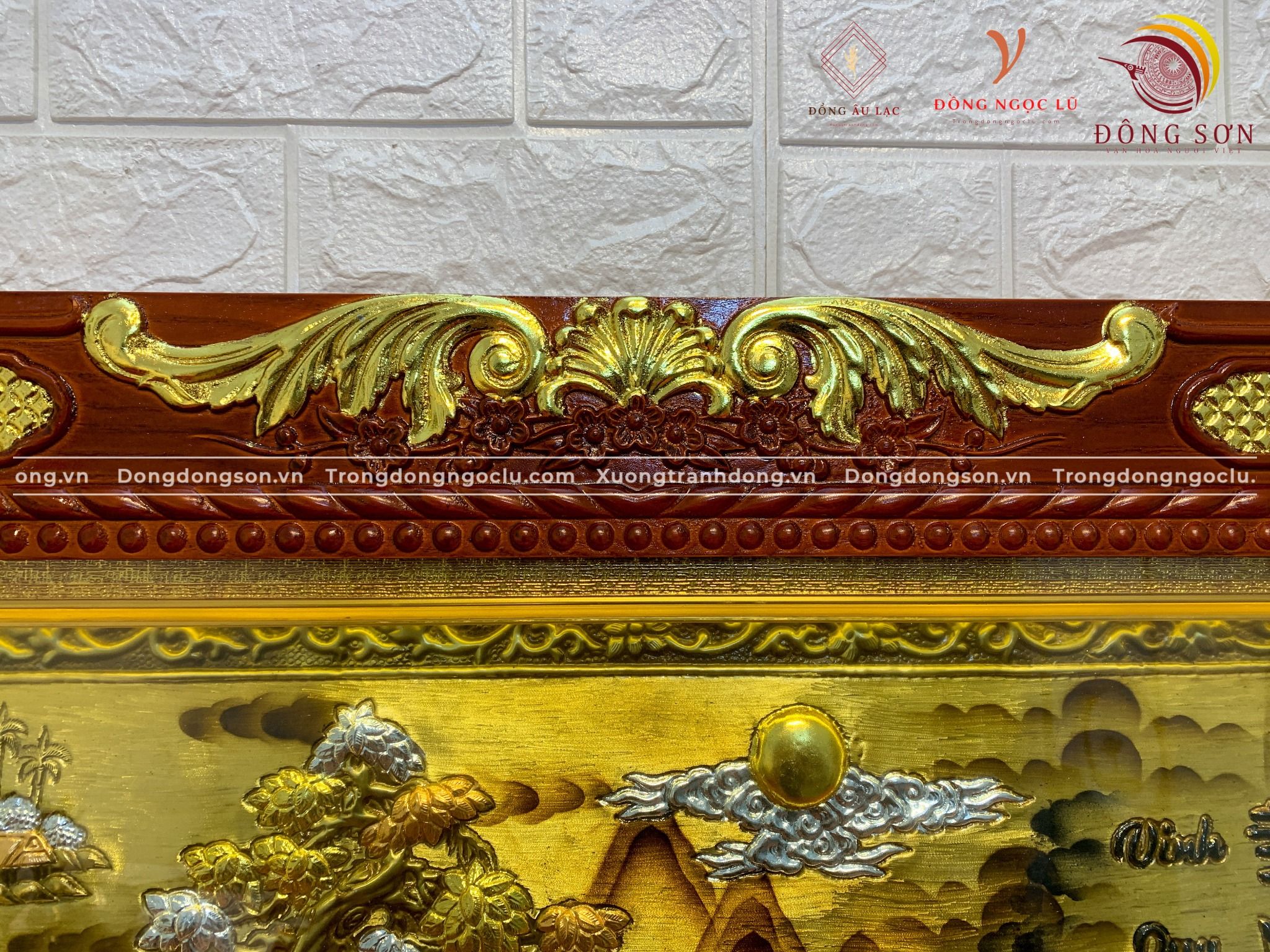 tranh vinh quy bai to bang dong vang dat vang bac khung duc hoa van dat khung kich thuoc 1m7x90cm