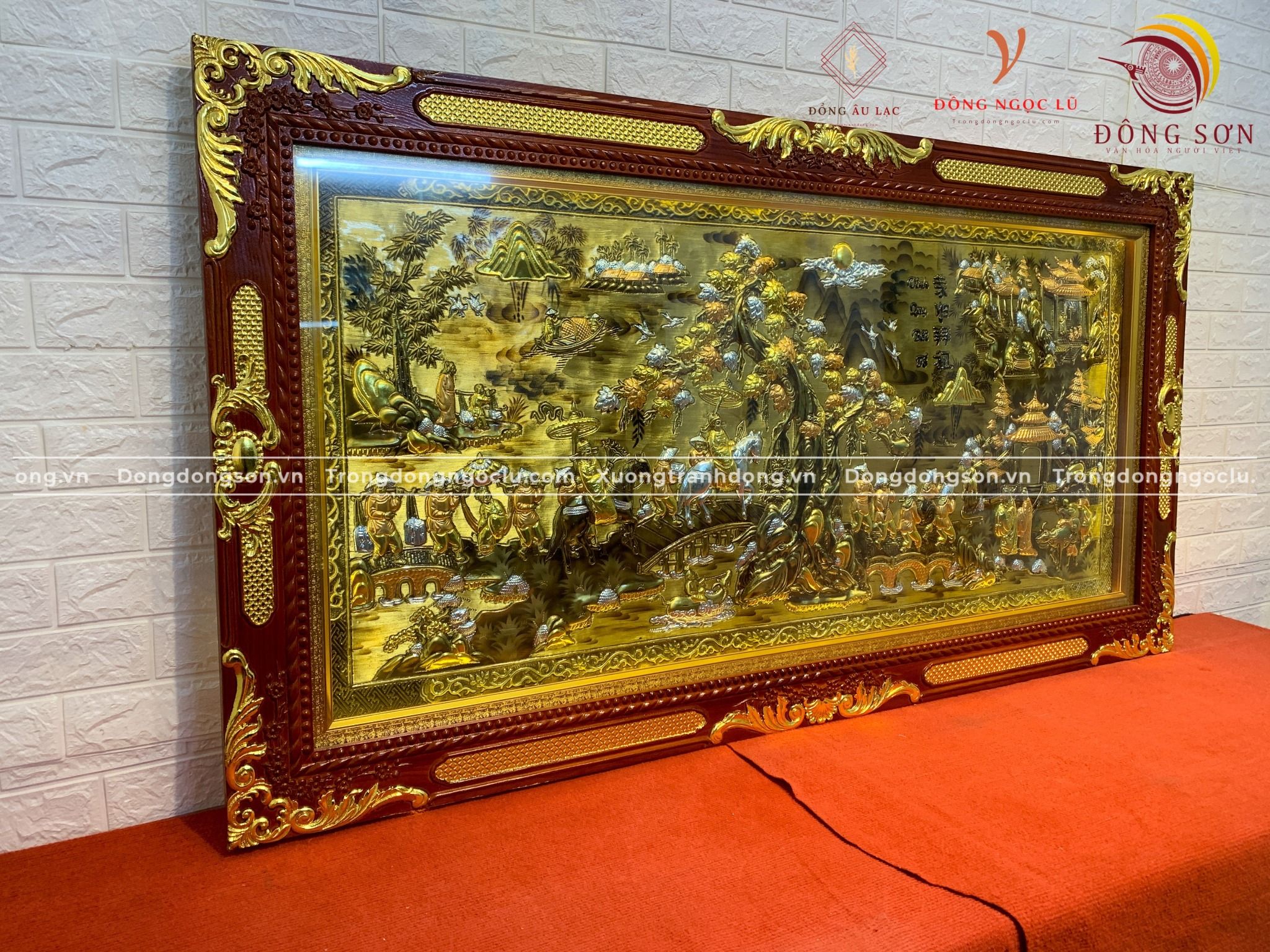 tranh vinh quy bai to bang dong vang dat vang bac khung duc hoa van dat khung kich thuoc 1m7x90cm