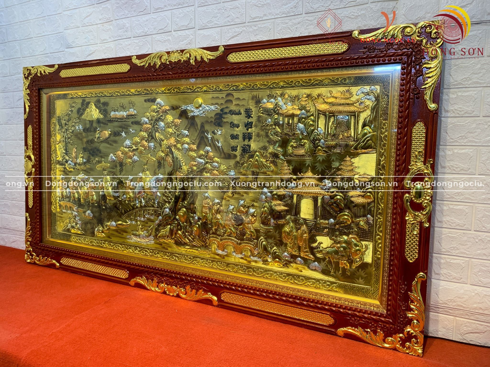 tranh vinh quy bai to bang dong vang dat vang bac khung duc hoa van dat khung kich thuoc 1m7x90cm