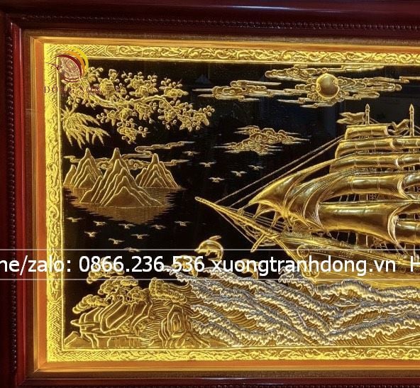 tranh thuan buom xuoi gio bang dong dat vang nen den kt 1m7x90cm