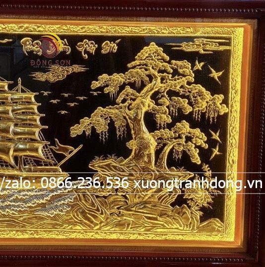 tranh thuan buom xuoi gio bang dong dat vang nen den kt 1m7x90cm