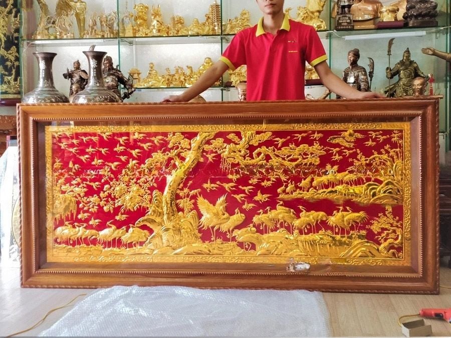 tranh đồng treo phòng thờ