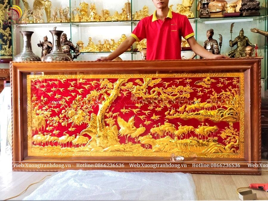 tranh đồng treo phòng thờ