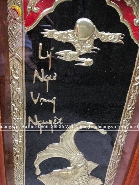 tranh ly ngu vong nguyet bang dong vang kich thuoc 40x120cm nen den do