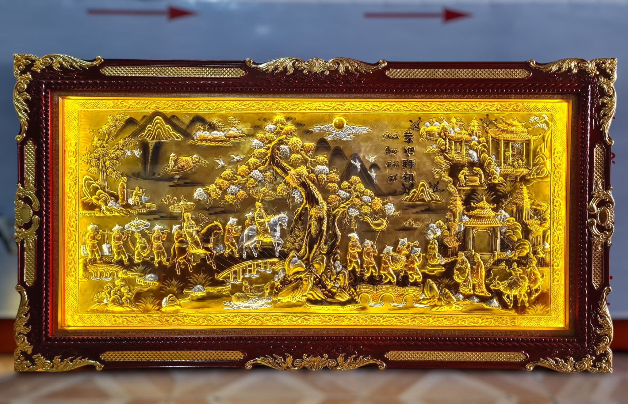 tranh vinh quy bai to dong vang nen xuoc dat vang khung duc dat kich thuoc 170cmx90cm xuong tranh dong